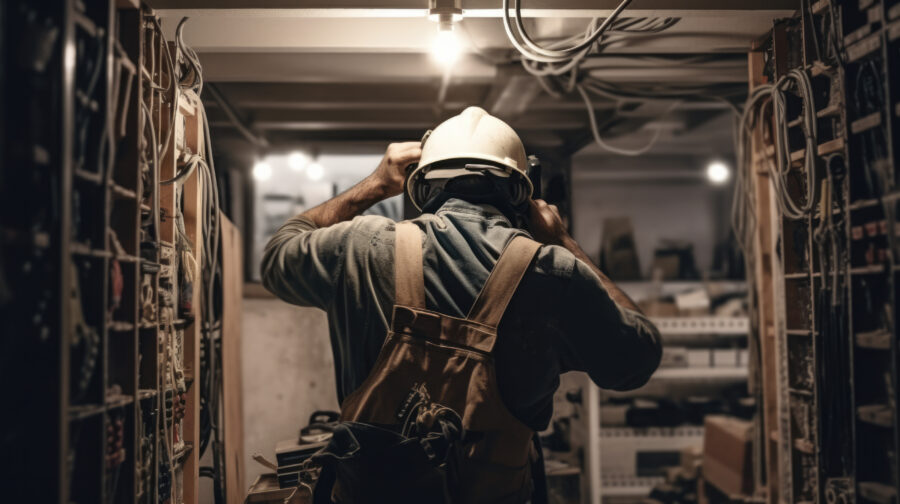 electrician fixing an electrical installation, generative ai